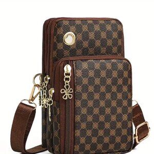 Brown Unisex Crossbody Phone Bag